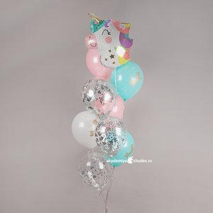 "Страна единорогов" фонтан из 9 воздушных шаров