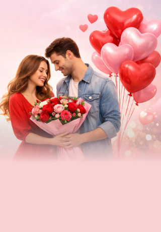 Цветы, шары для влюбленных