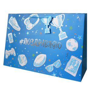 Пакет подарочный "Молодежный стиль" Тиснение фольгой