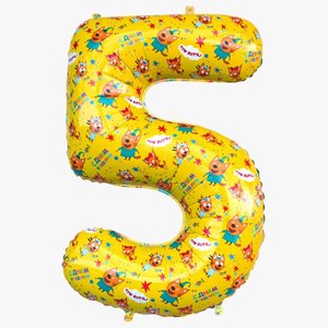 Фольгированный шар "Три кота цифра 5" 86 см