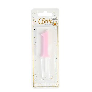 Свеча тортовая цифра "Единичка розовая" 1