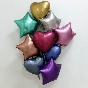 Фольгированные шары - звезды, сердечки, круги