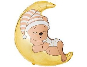 Фольгированный шар "Мишка спящий на луне"