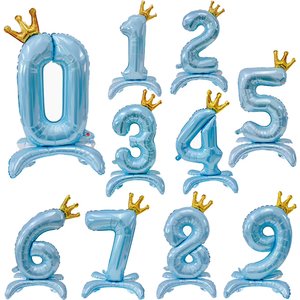 Цифра фольгированная, Blue на подставке Корона 81 см (воздух)