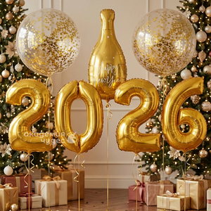 "Золотой 2026" набор из 7 воздушных шаров