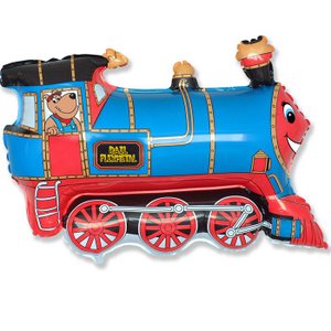 Фольгированный шар "Поезд синий"