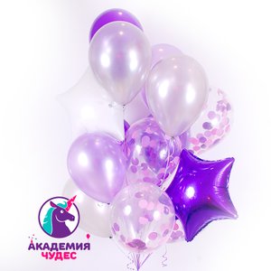 "Фиалочка" фонтан из 15 воздушных шаров