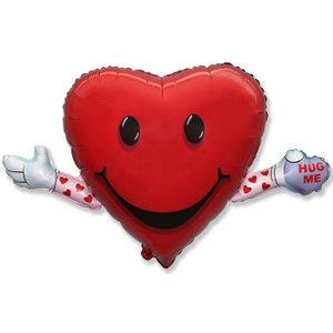 «Сердечко Обними меня» мини, фольгированный шар на палочке (воздух)