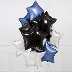 Облако из 15 фольгированных шаров звезд (ассорти Нептун)