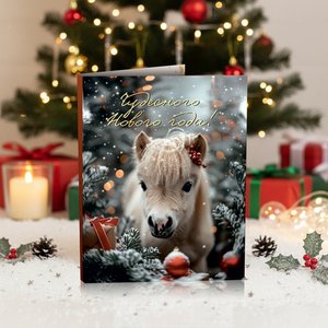 Мини-открытка "Чудесного Нового года! (лошадка маленькая)"