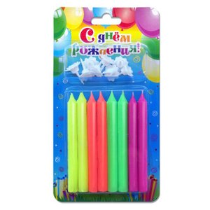 Свечи тортовые классические (Ассорти неоновые)