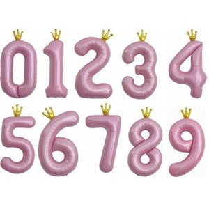 Цифры фольгированные с короной, розовые 100 см