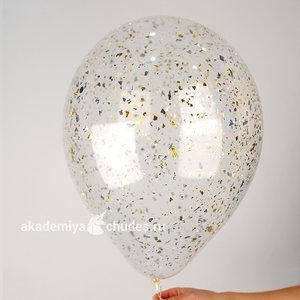Шар гелиевый с конфетти "Серебряные и золотые хлопья"