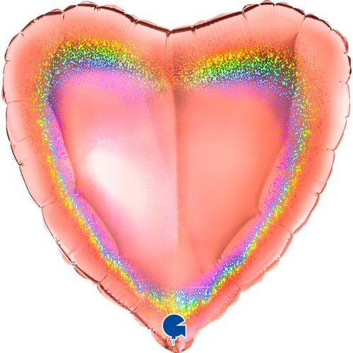 Основное изображение товара Фольгированный шар Сердце Розовое золото Голография