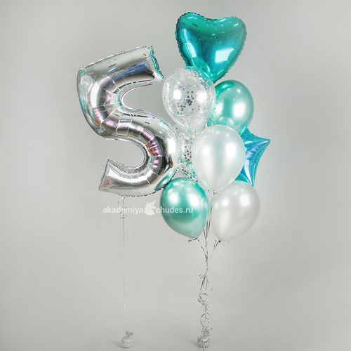 Основное изображение товара "Серебро для Тиффани" композиция из 9 воздушных шаров