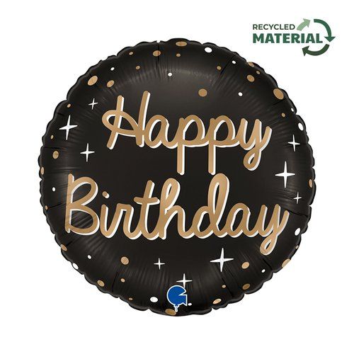 Основное изображение товара Фольгированный шар "HAPPY BIRTHDAY" Черный фон