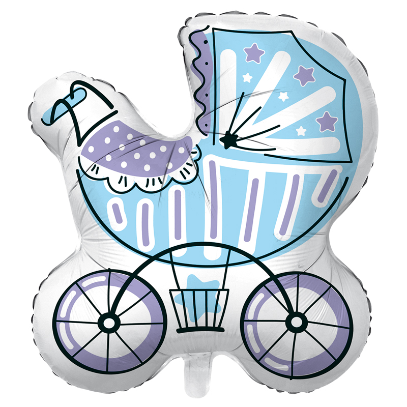 Шар коляска для мальчика, белый и голубой купить в Москве недорого - интернет-магазин SharLux